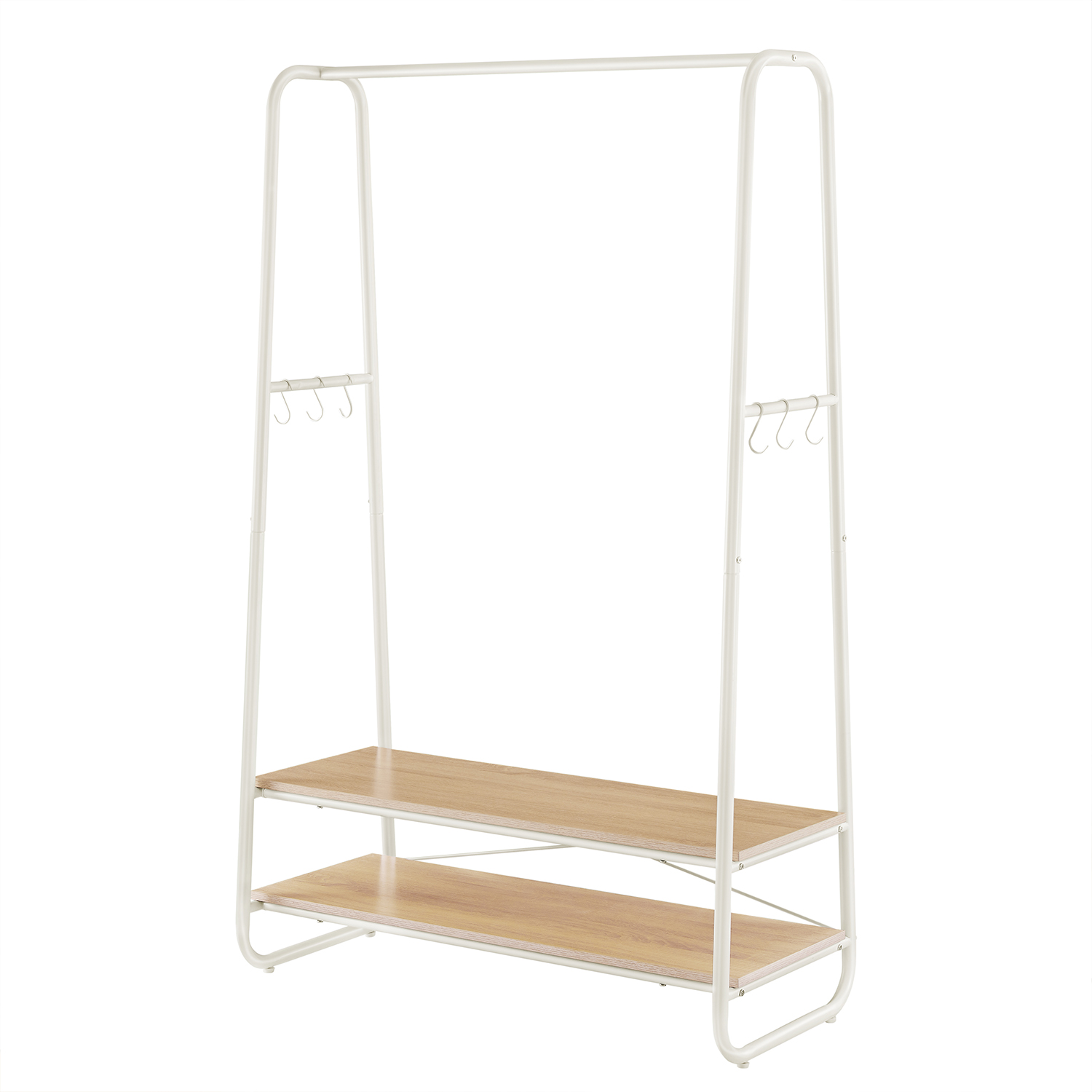 Clothes Rail, Clothes Rack with 2 Shelves, 6 S Hooks