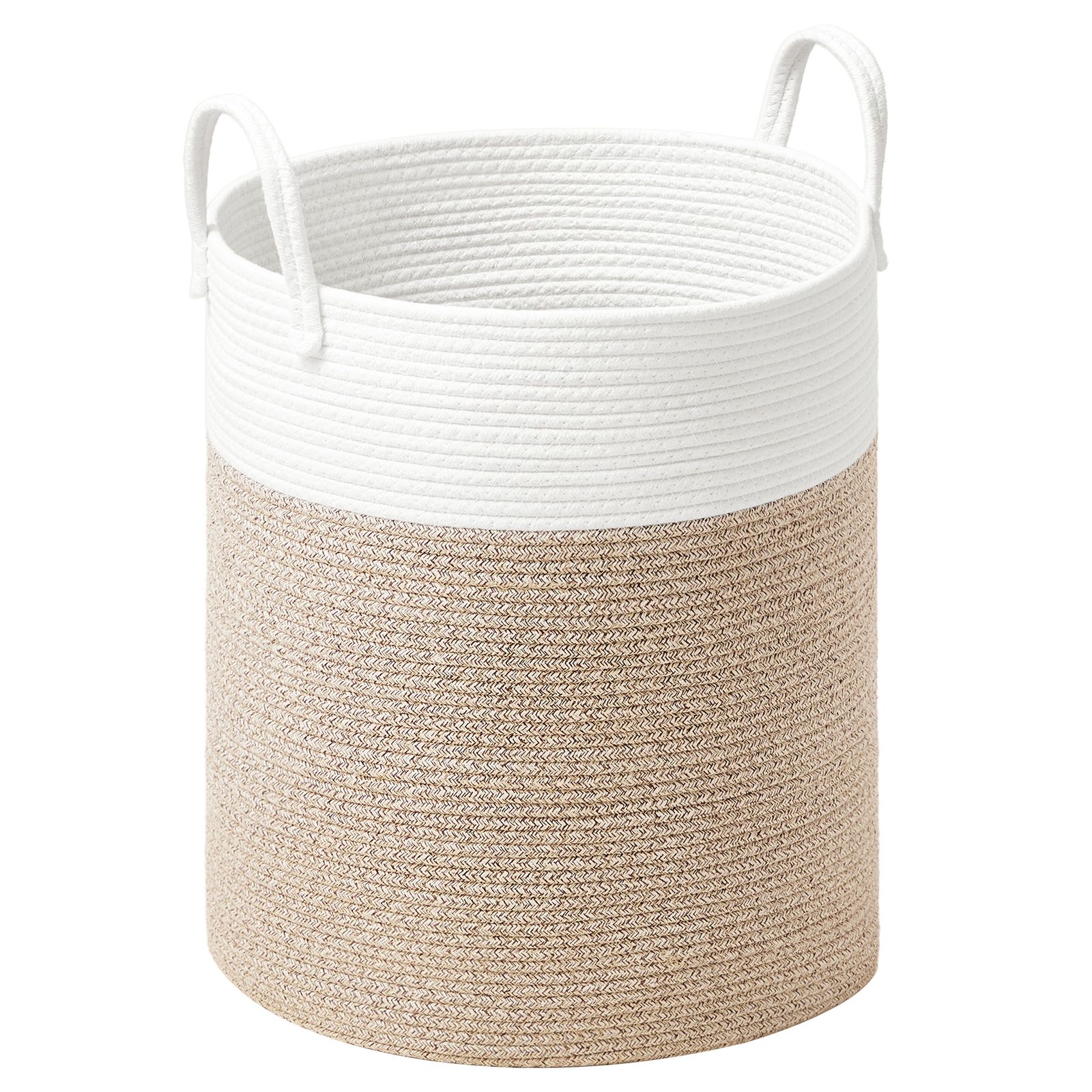 Cotton Rope Storage Basket with Handles, Laundry Hamper for Kids