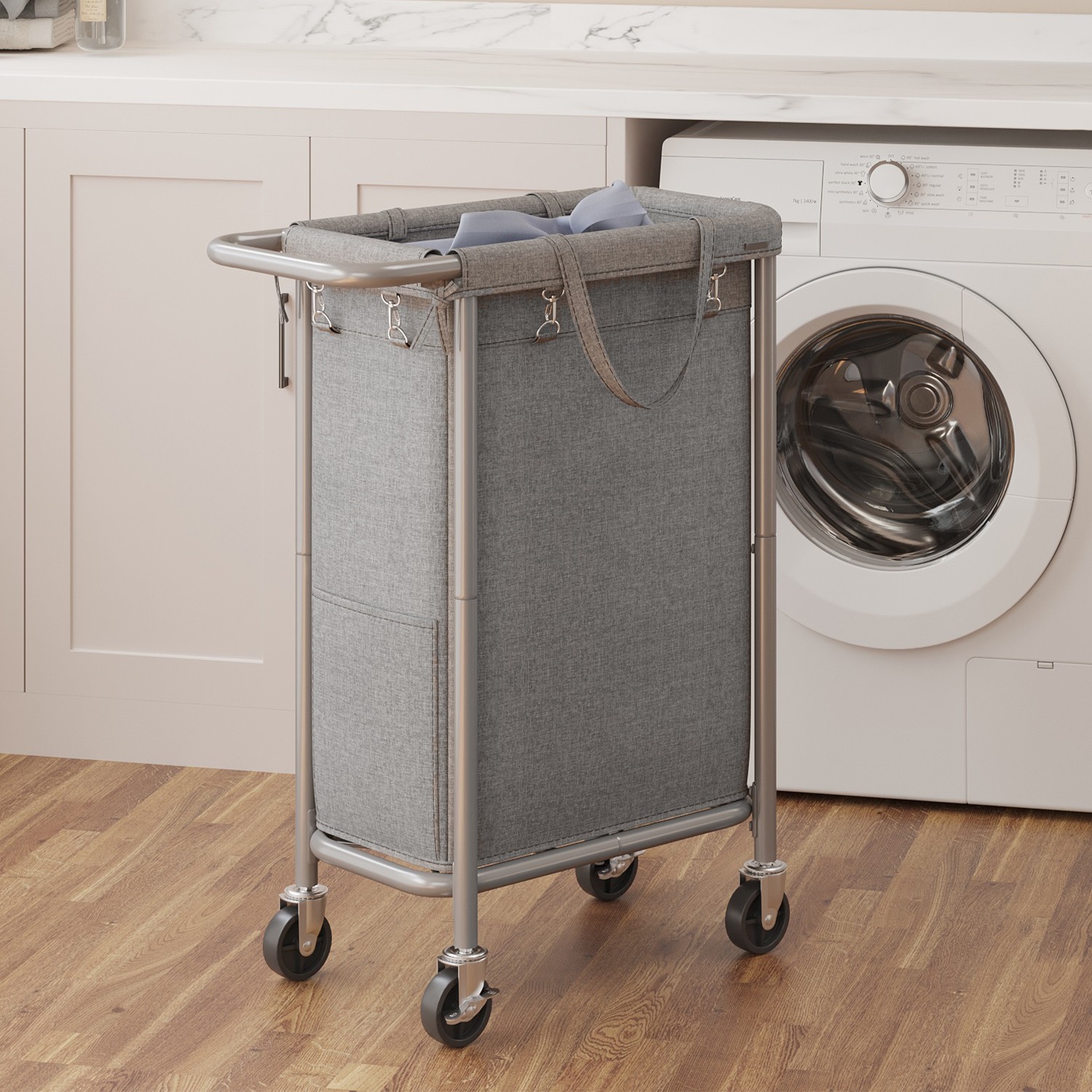 Laundry Basket with Wheels, Rolling Laundry Hamper, 90 L