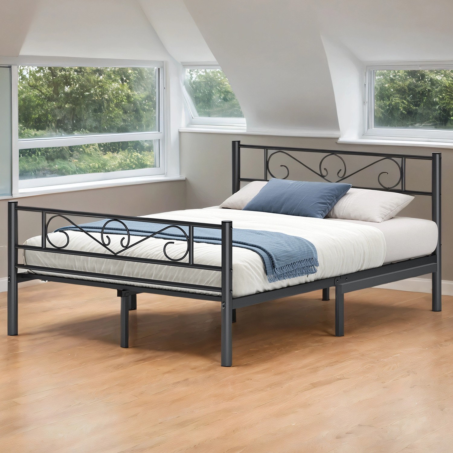 Double Bed Frame, Metal Bed Frame, Fits 190 x 140 cm Mattress Double Bed Frame, Metal Bed Frame, Fits 190 x 140 cm Mattress