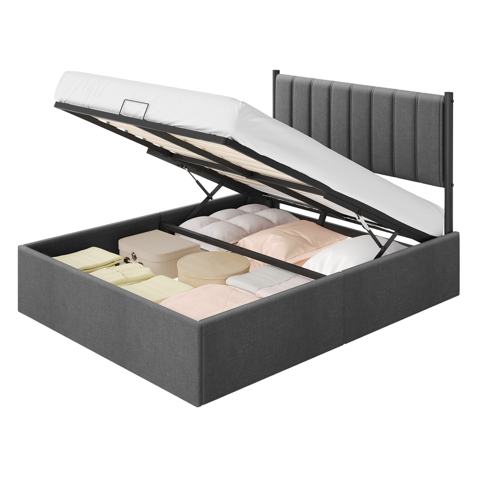 Double Ottoman Bed, Hydraulic Lift Storage Bed Frame Double Ottoman Bed, Hydraulic Lift Storage Bed Frame
