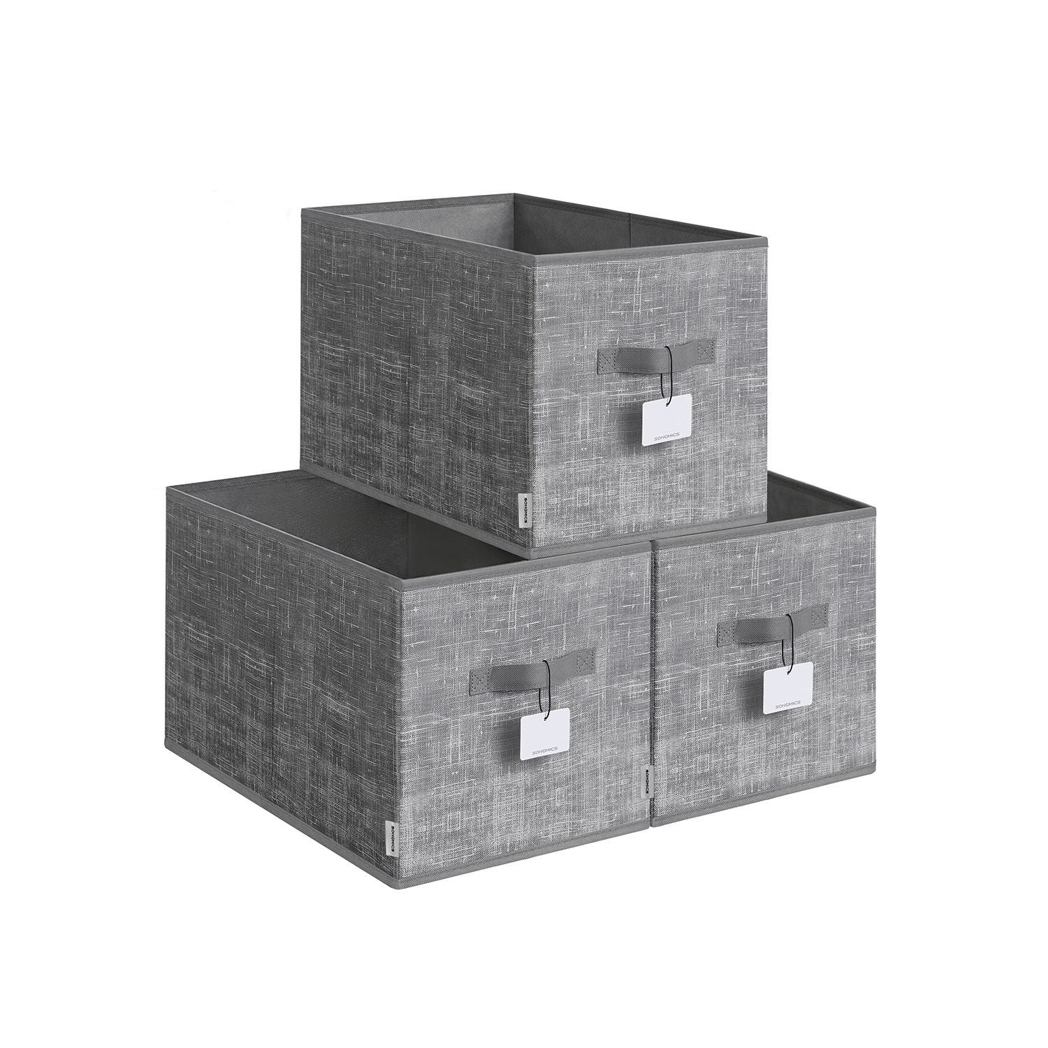30 cm High Collapsible Storage Boxes Set of 3 Cattail Grey