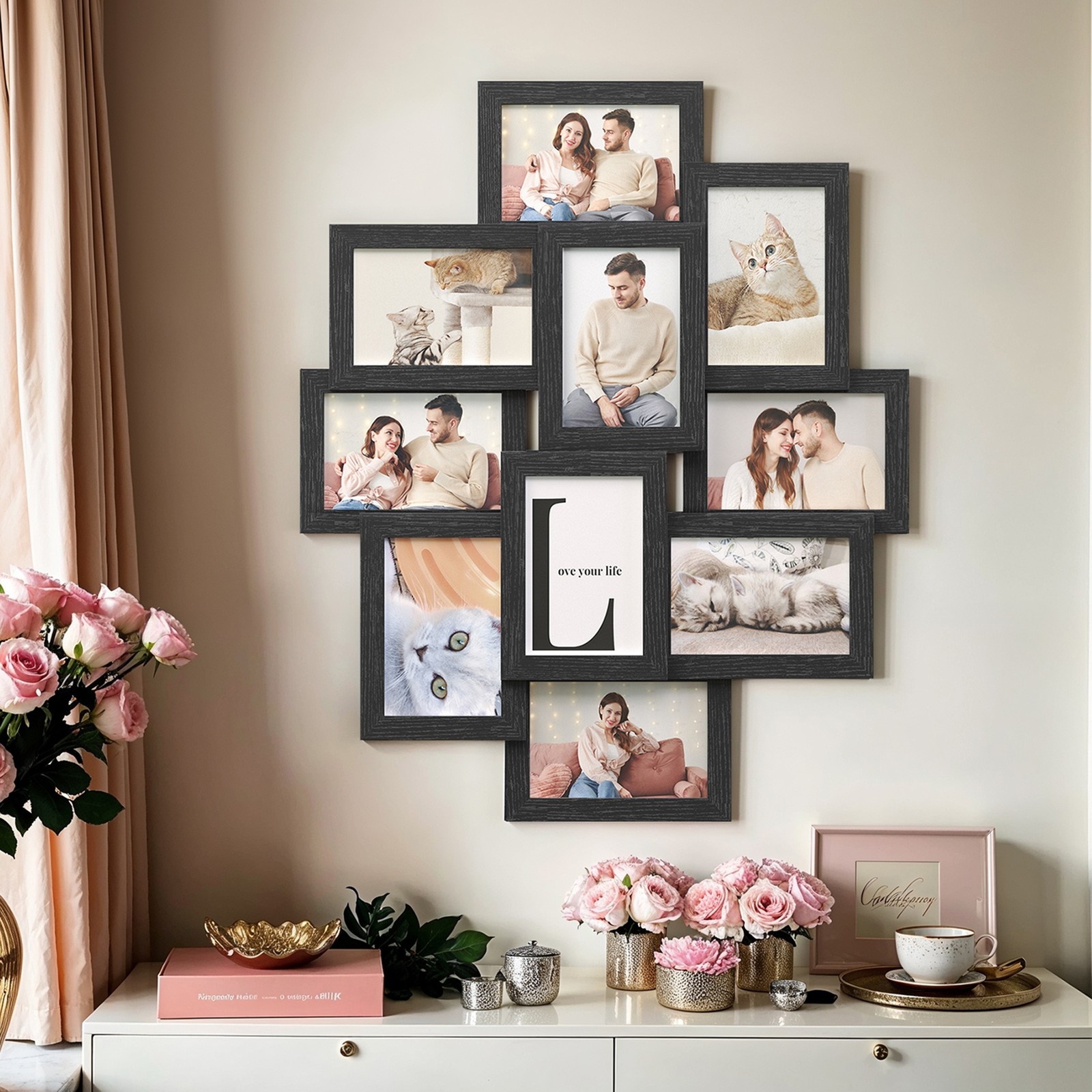 Picture Frame Collage, 10 Frames for 4×6 Pictures, Wall Decor