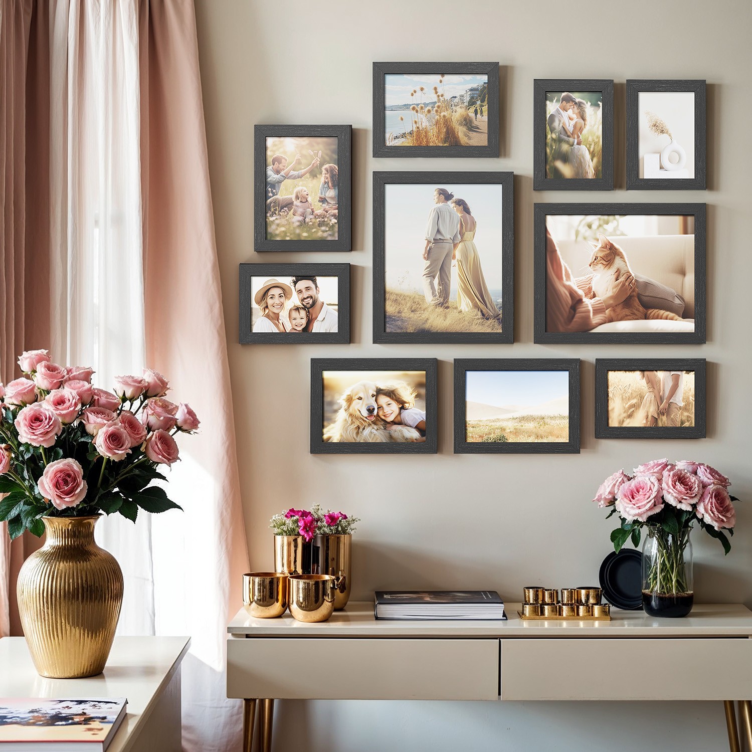 Set of 10 Picture Frames, Plastic Front