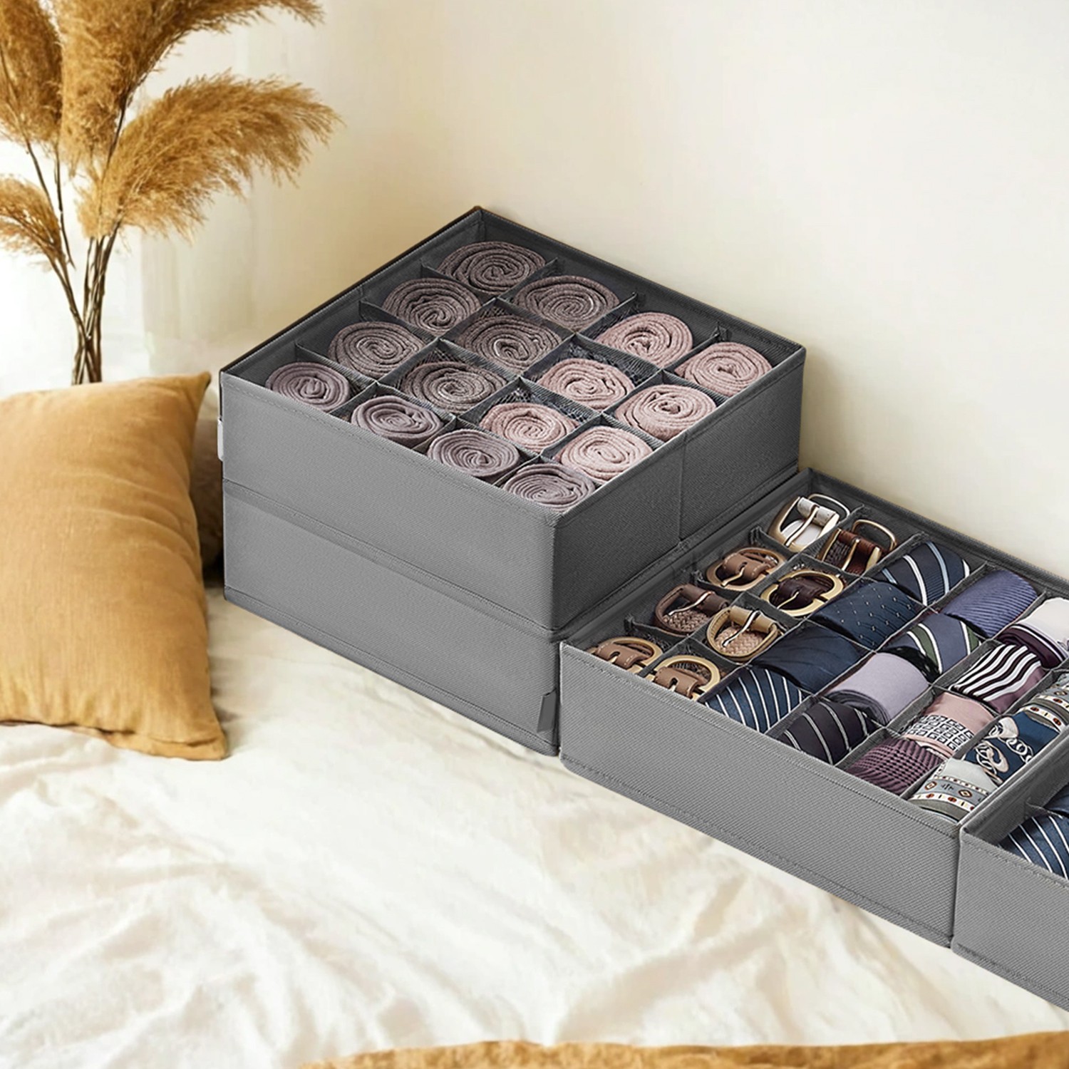 Set of 6 Drawer Organizers, Closet Organizers for Underwear, 120 Cells Set of 6 Drawer Organizers, Closet Organizers for Underwear, 120 Cells