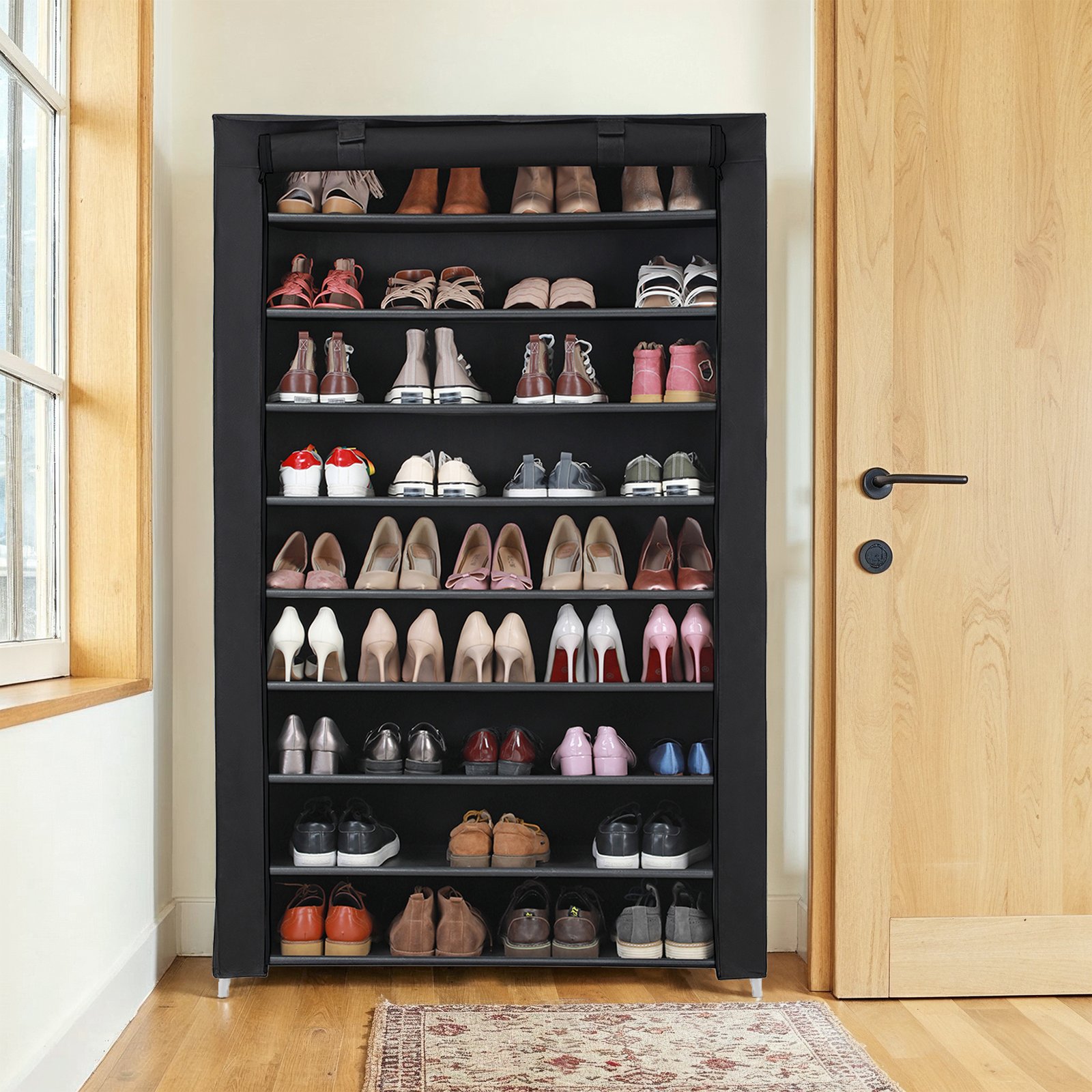 10-Tier Shoe Rack with Cover, Shoe Organiser Storage Cabinet 10-Tier Shoe Rack with Cover, Shoe Organiser Storage Cabinet
