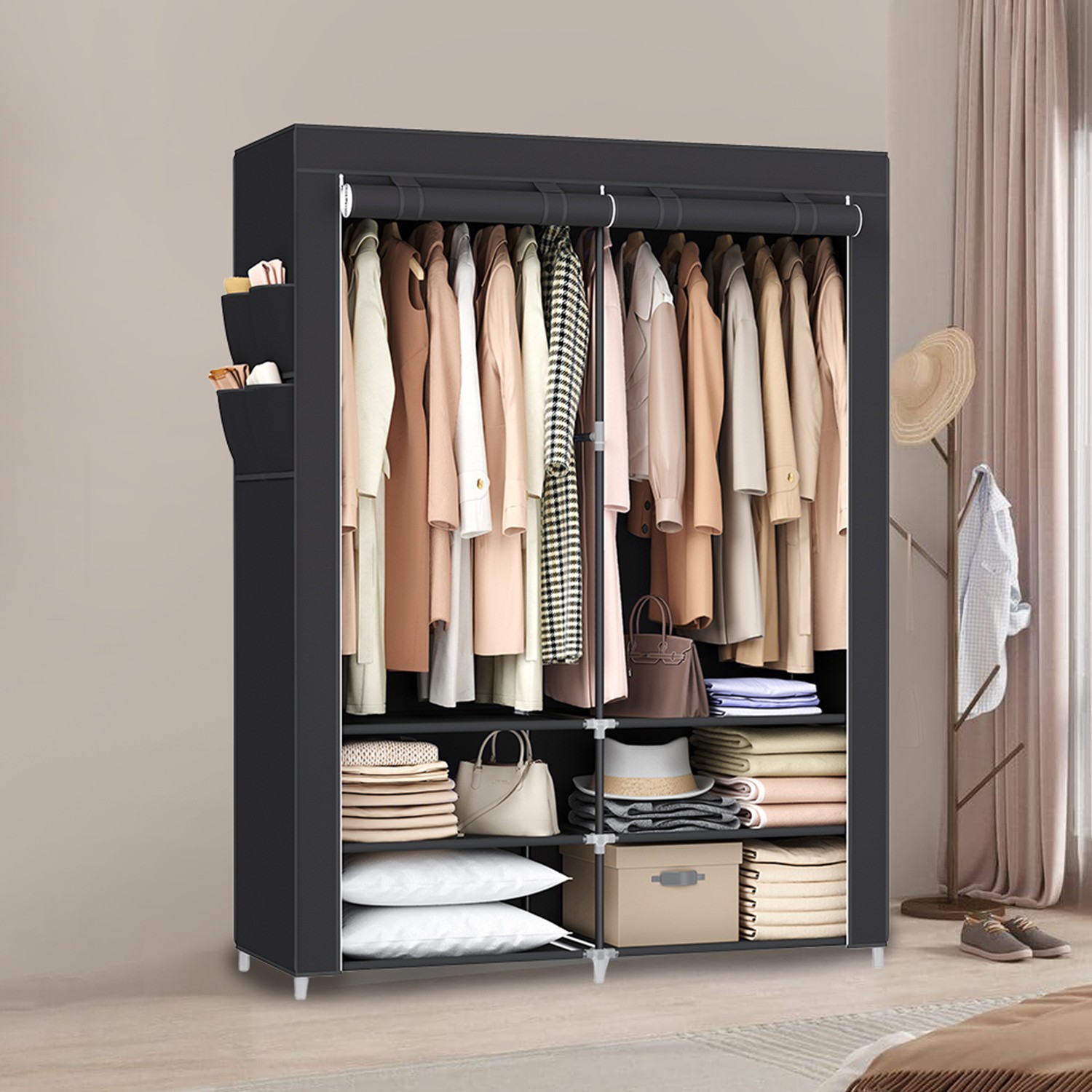 Clothes Wardrobe, Portable Closet, 2 Hanging Rails Clothes Wardrobe, Portable Closet, 2 Hanging Rails