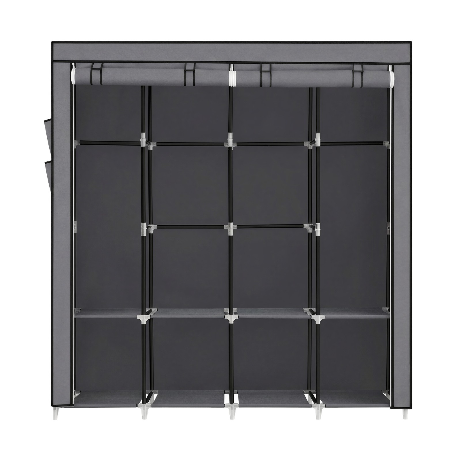 Portable Closet, Wardrobe Closet Organiser with Cover, 4 Hanging Rods and Shelves