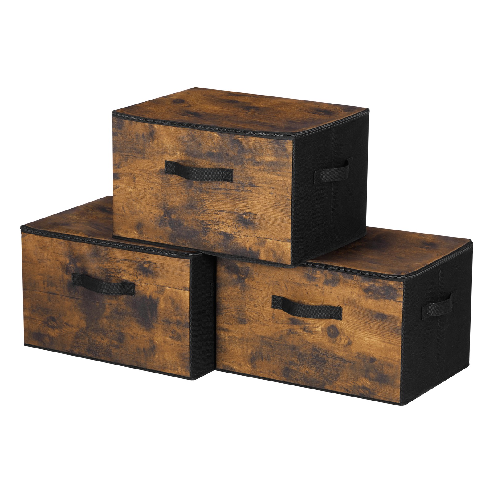 Foldable Storage Organiser Boxes, Set of 3 Storage Basket Bins with Handles, Clothes Organiser