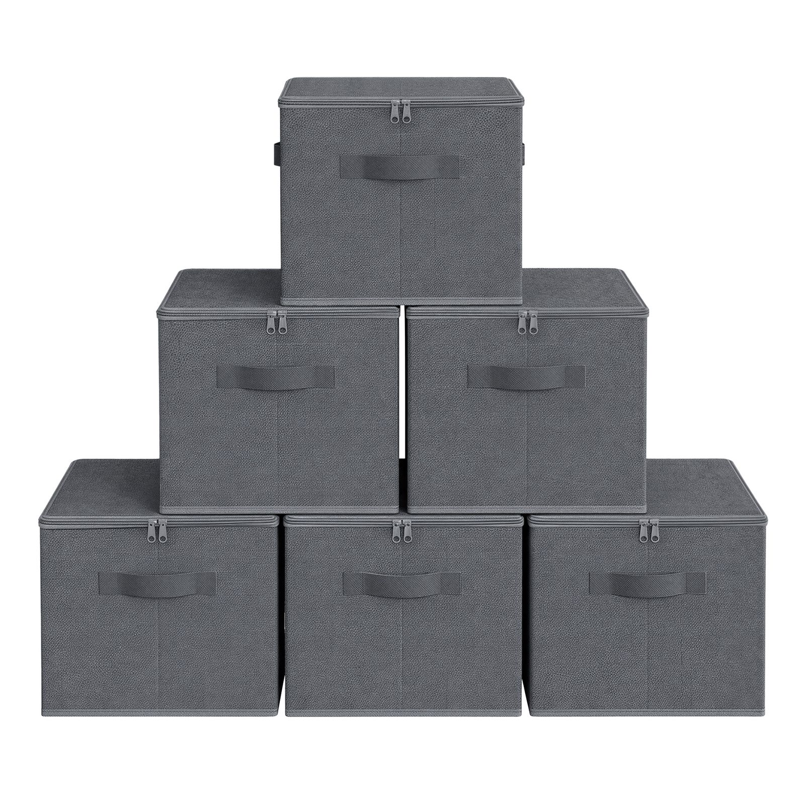 Foldable Storage Organiser Boxes, Set of 6 Storage Basket Bins with Handles