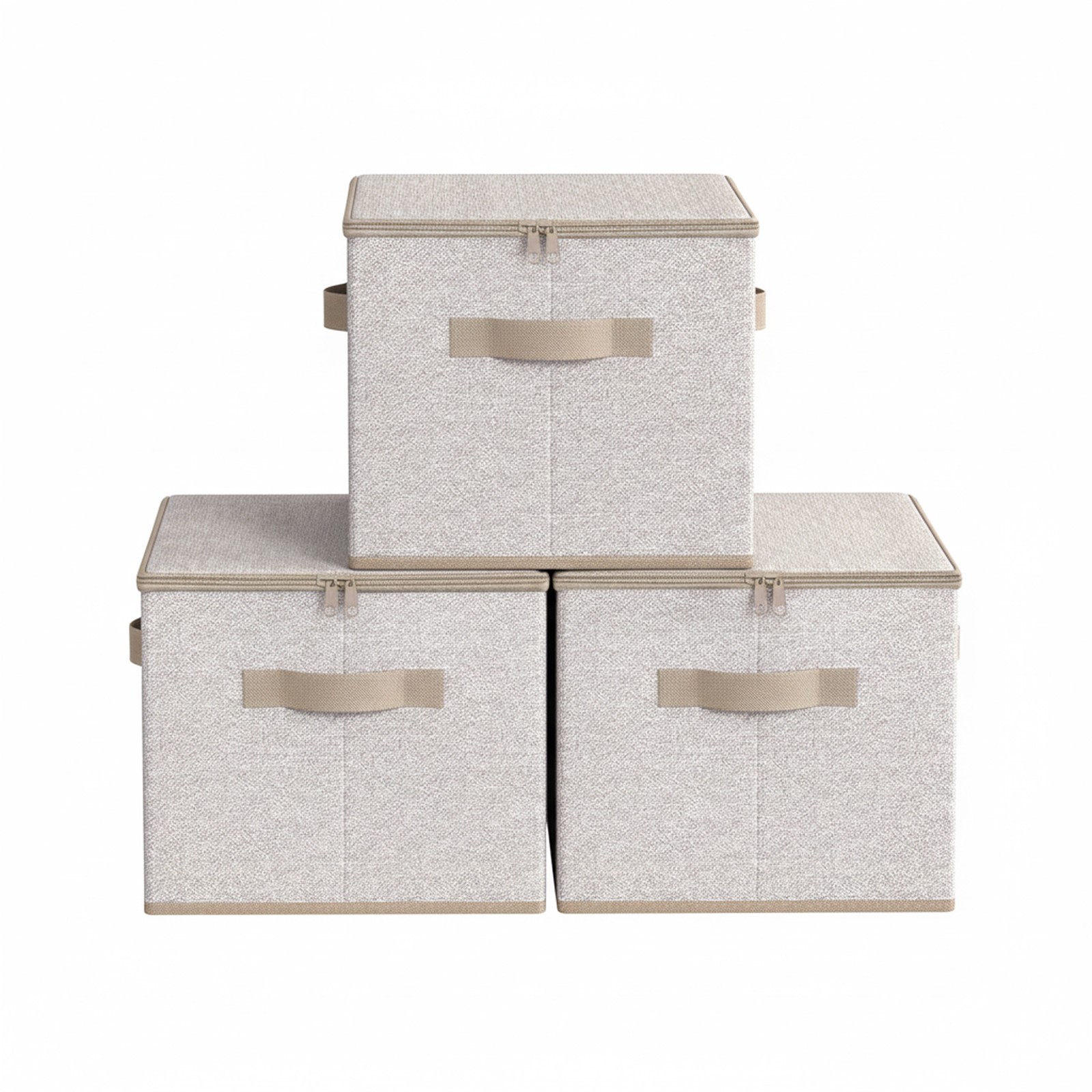 Set of 6 Foldable Storage Boxes with Lids and Handles, Non-Woven Clothes Organiser Baskets, 40 x 30 x 25 cm