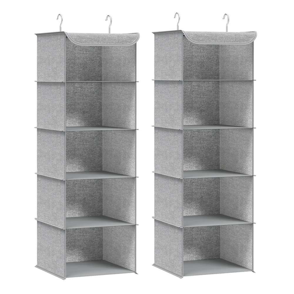Set of 2 Hanging Wardrobe Storage Organisers Light Grey