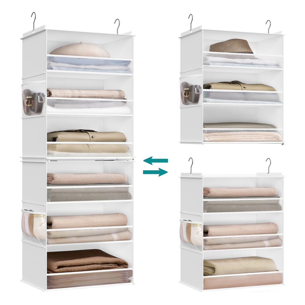 Hanging Wardrobe Organiser 6-Tier Separable Foldable Cloud White