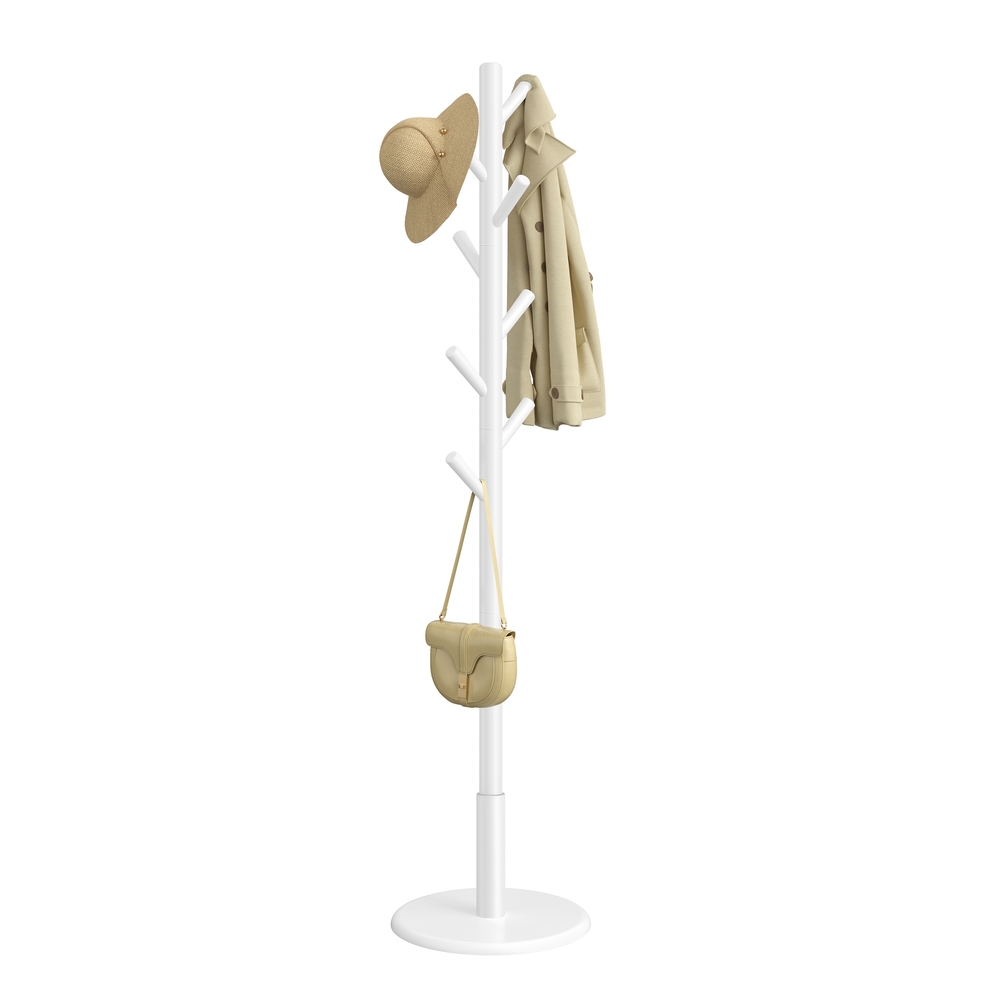 Solid wood coat rack with 8 hooks for entryway and hallway