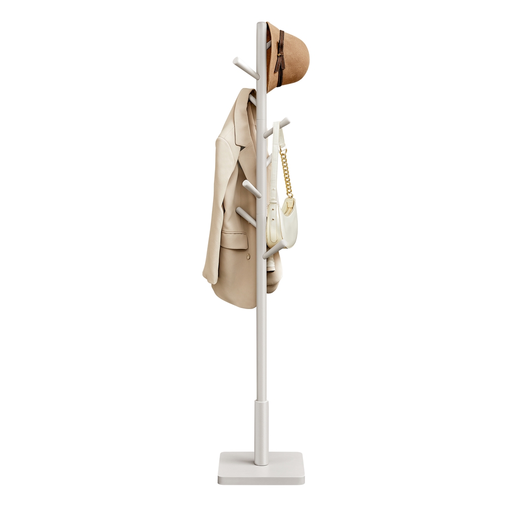 Solid Wood Coat Stand Free Standing Coat Rack with 8 Hooks