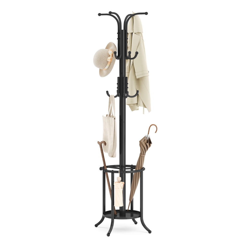 Freestanding Coat Rack with Umbrella Holder Ink Black