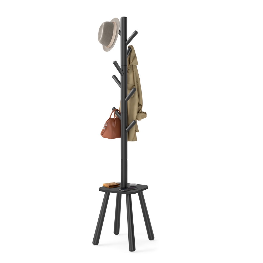 Coat Rack Stand Free Standing Hall Tree with 8 Hooks 170.5 cm Tall Natural Beige