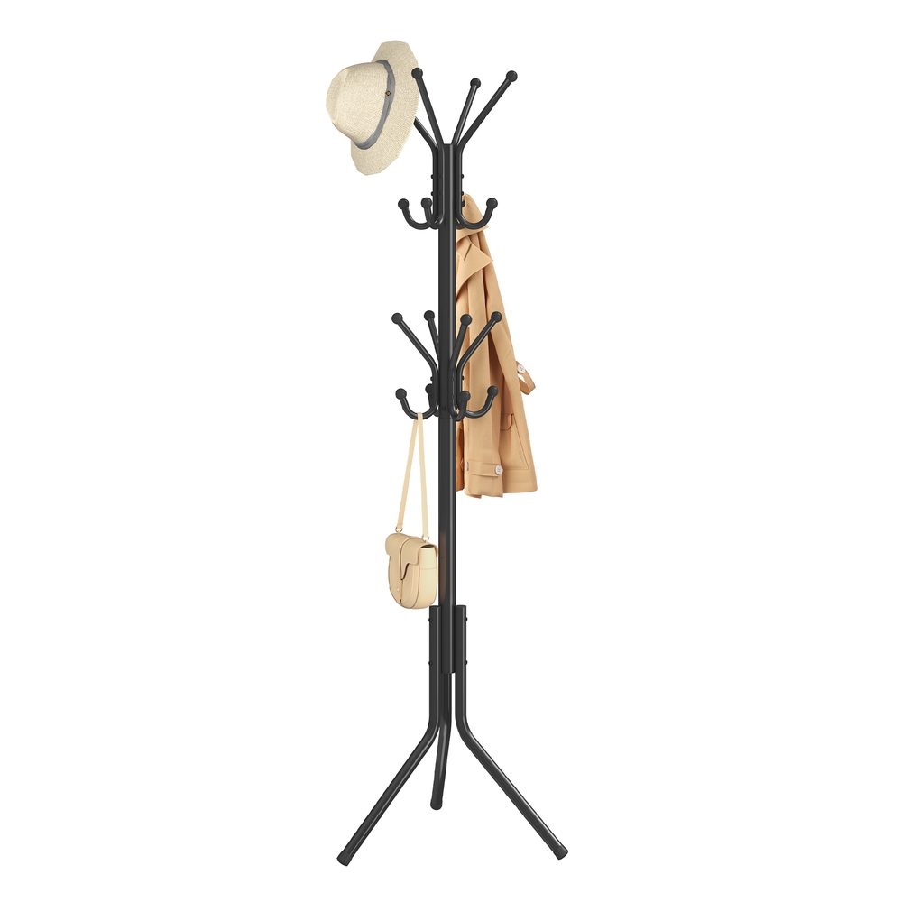 Freestanding metal coat rack with hooks Ink Black