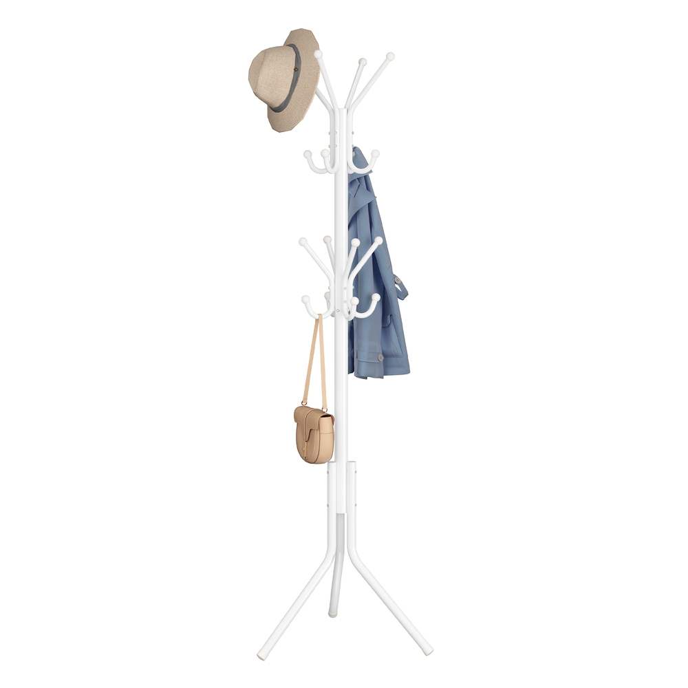 Freestanding metal coat rack with hooks Cloud White