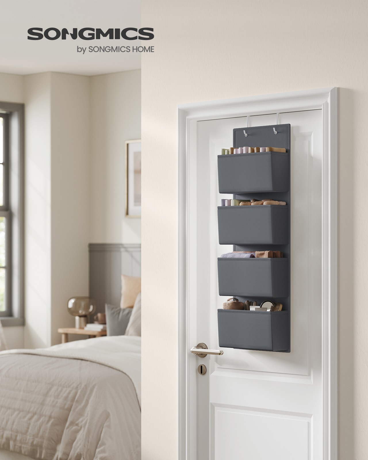 Set of 2 Over-Door Storage Organisers Slate Grey