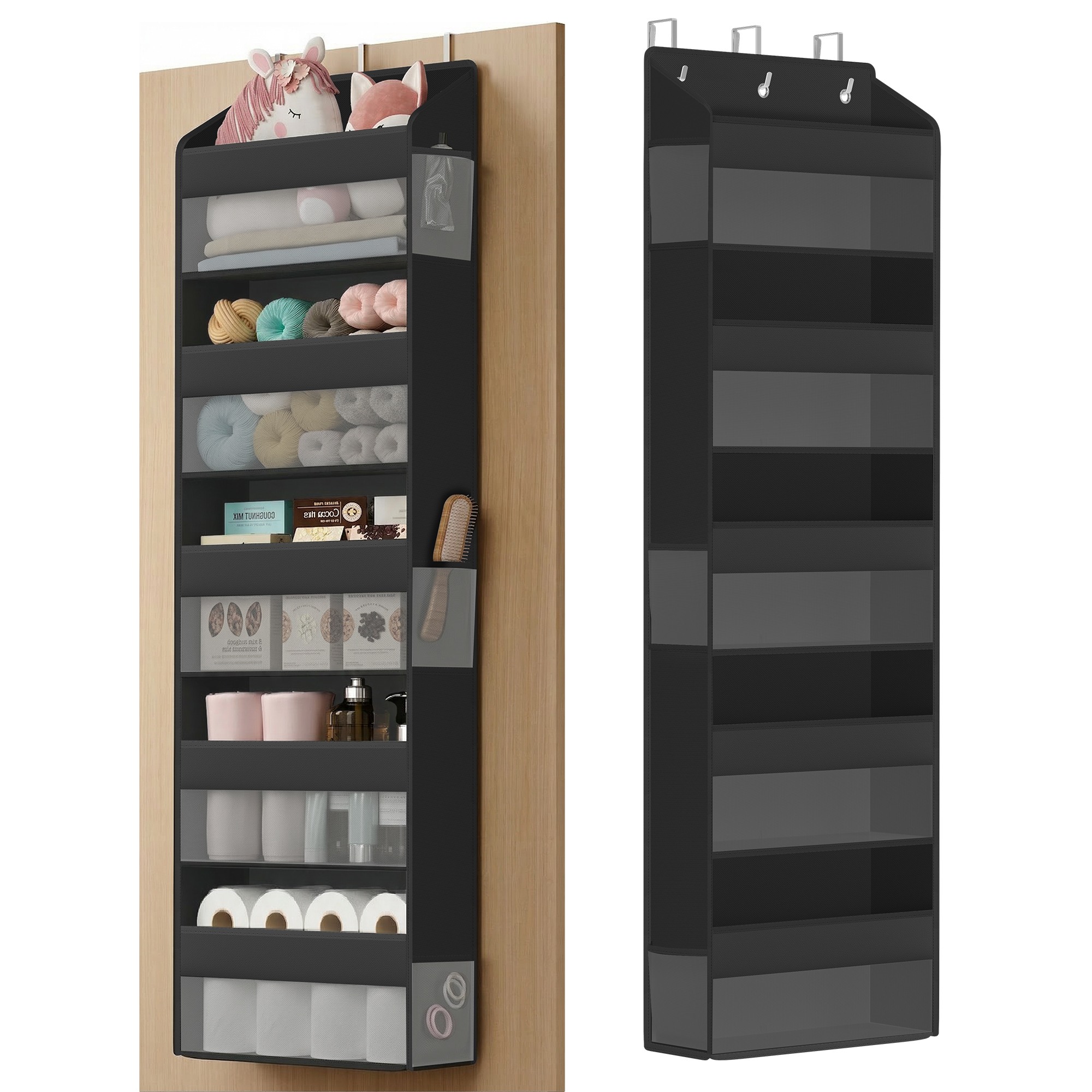 5-Compartment Foldable Over-the-Door Organiser Ink Black 5-Compartment Foldable Over-the-Door Organiser Ink Black