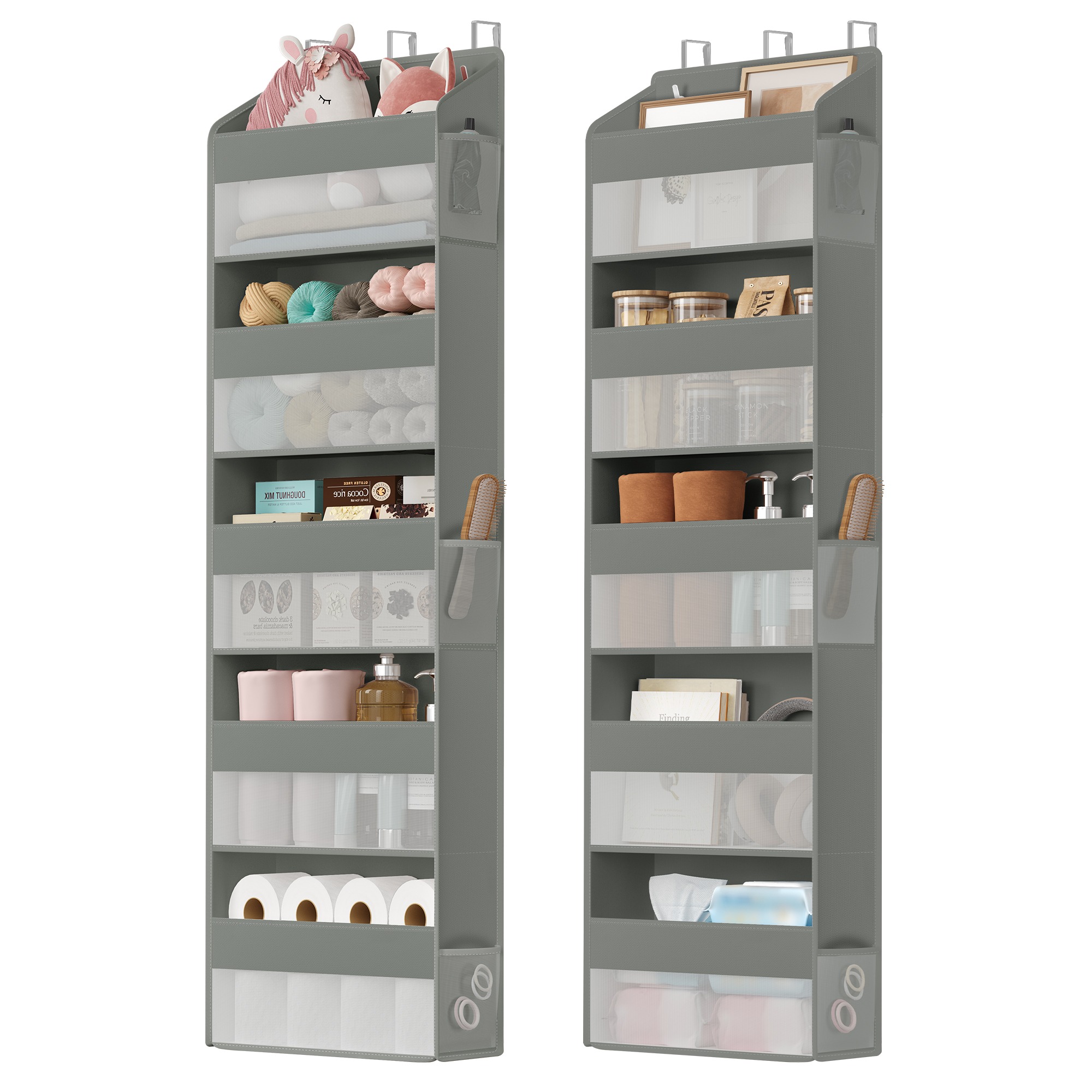 5-Compartment Over-the-Door Organisers Set of 2 Dove Grey 5-Compartment Over-the-Door Organisers Set of 2 Dove Grey
