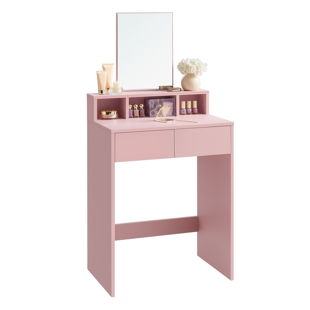Dressing Table with Large Mirror and 2 Drawers Jelly Pink