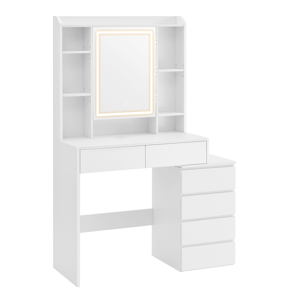 Dressing Table with LED Lights  and Drawers 40 x 97.5 x 145 cm Cloud White