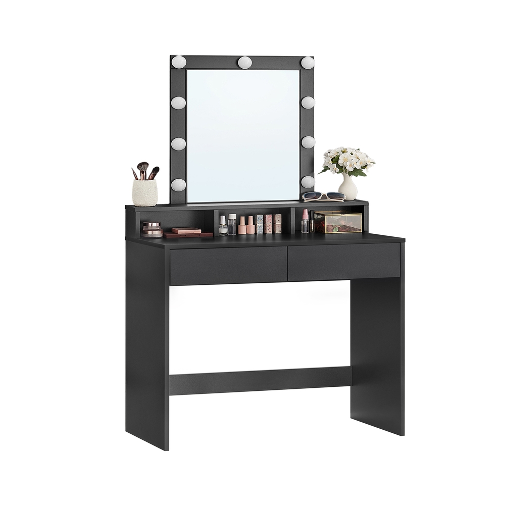 Dressing Table with Mirror, 2 Drawers and 3 Compartments