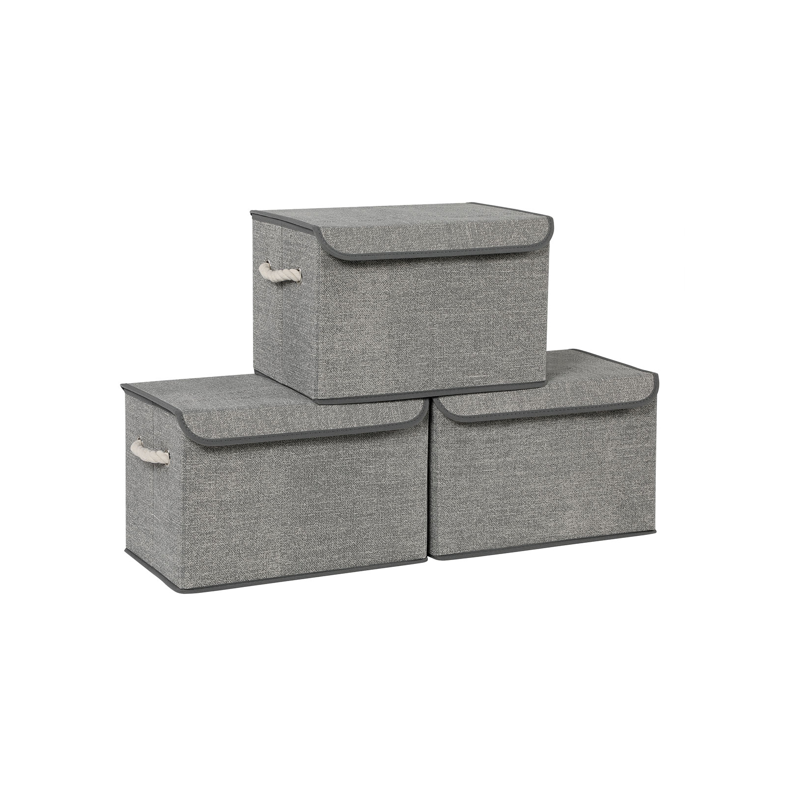 Set Of 3 Fabric Storage Boxes With Lid Songmics