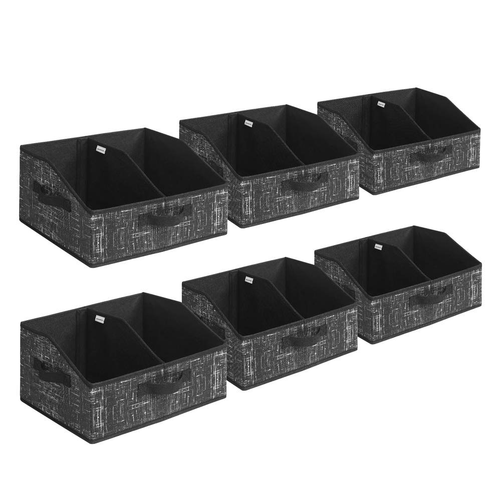 Set of 6 Collapsible Storage Boxes 40 x 30 x 20 cm Ink Black Set of 6 Collapsible Storage Boxes 40 x 30 x 20 cm Ink Black