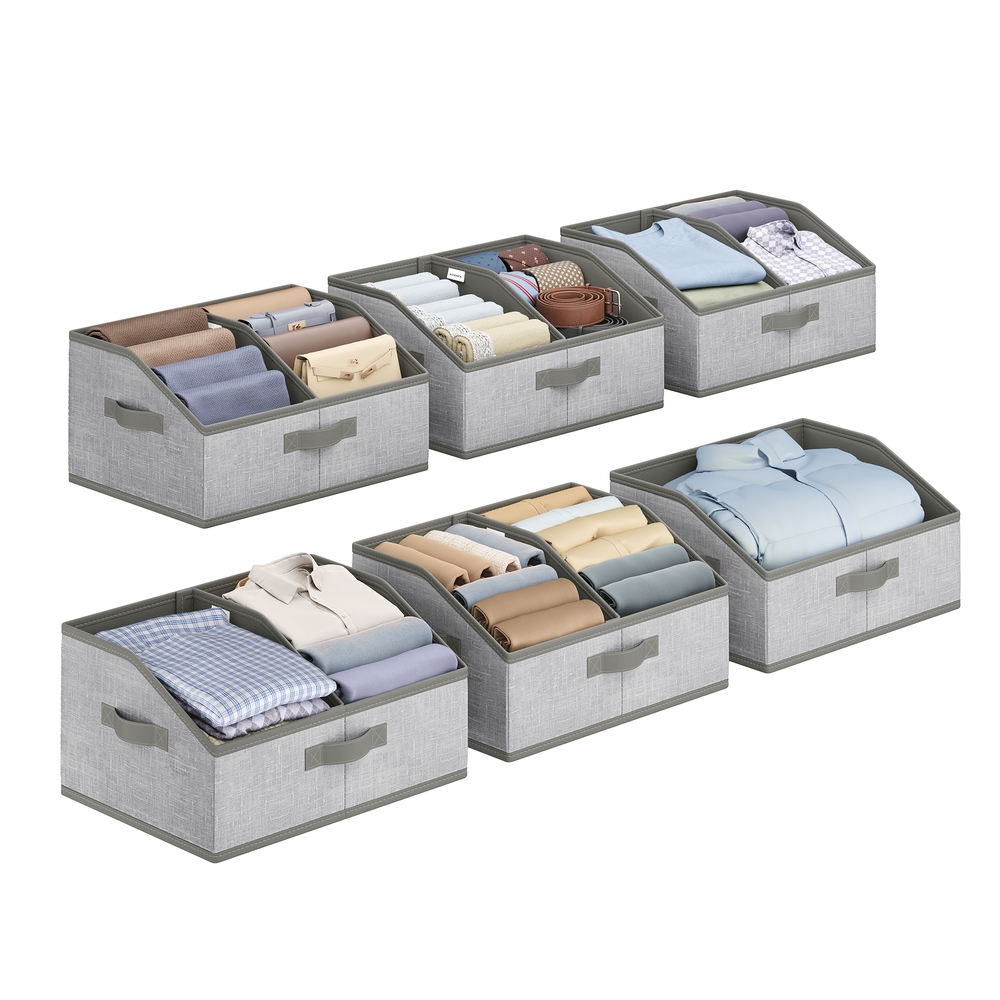 Set of 6 Collapsible Storage Boxes 40 x 30 x 20 cm Cattail Grey Set of 6 Collapsible Storage Boxes 40 x 30 x 20 cm Cattail Grey