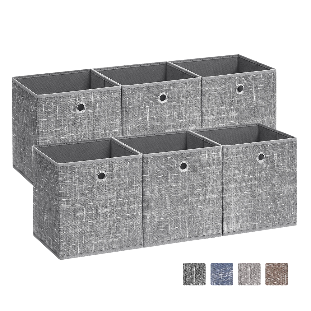 Set of 6 Storage Boxes Heathered Grey