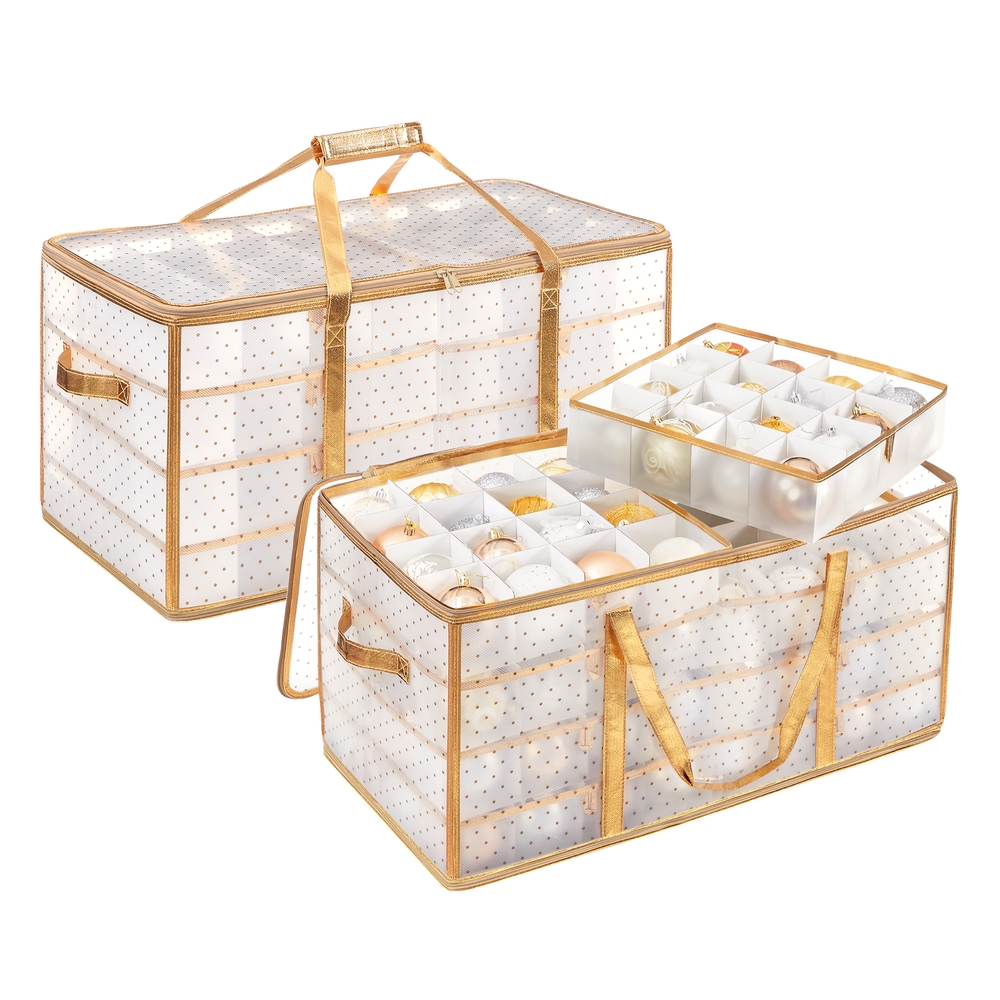 Set of 2 Christmas Ornament Storage Boxes 64.5 x 33.5 x 34 cm