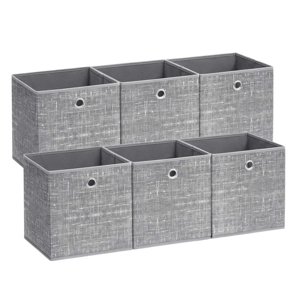 Set of 6 Storage Boxes Heathered Grey