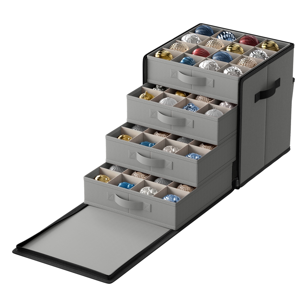 Christmas Decoration Storage Box with Side Open Dove Grey