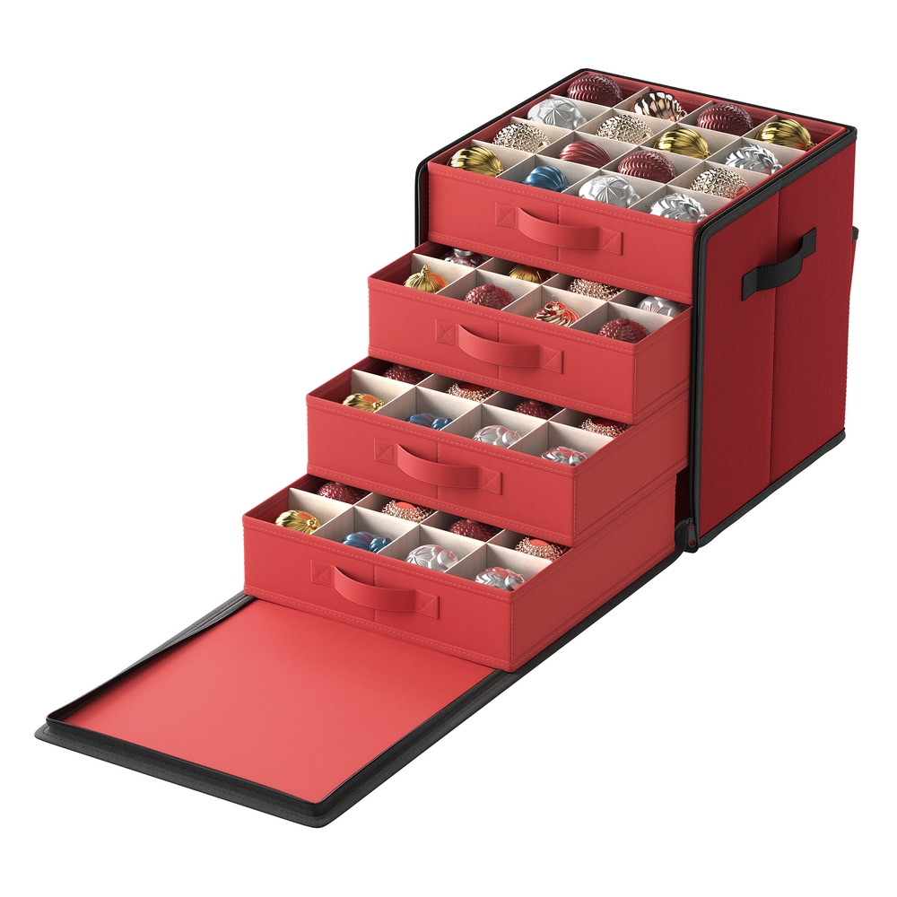 Christmas Decoration Storage Box with Side Open Cherry Red Christmas Decoration Storage Box with Side Open Cherry Red