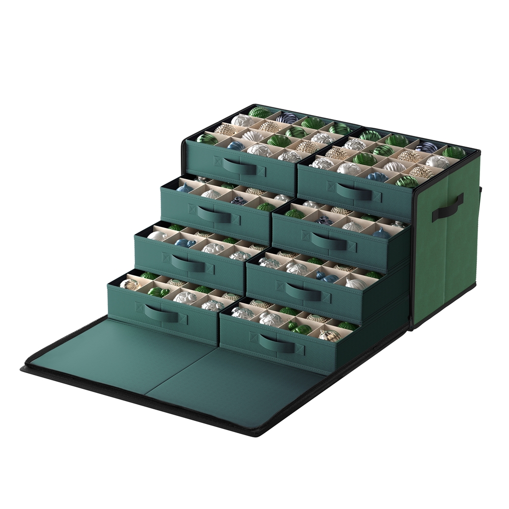 128-Slot Christmas Decoration Storage Box with Side Open Forest Green 128-Slot Christmas Decoration Storage Box with Side Open Forest Green