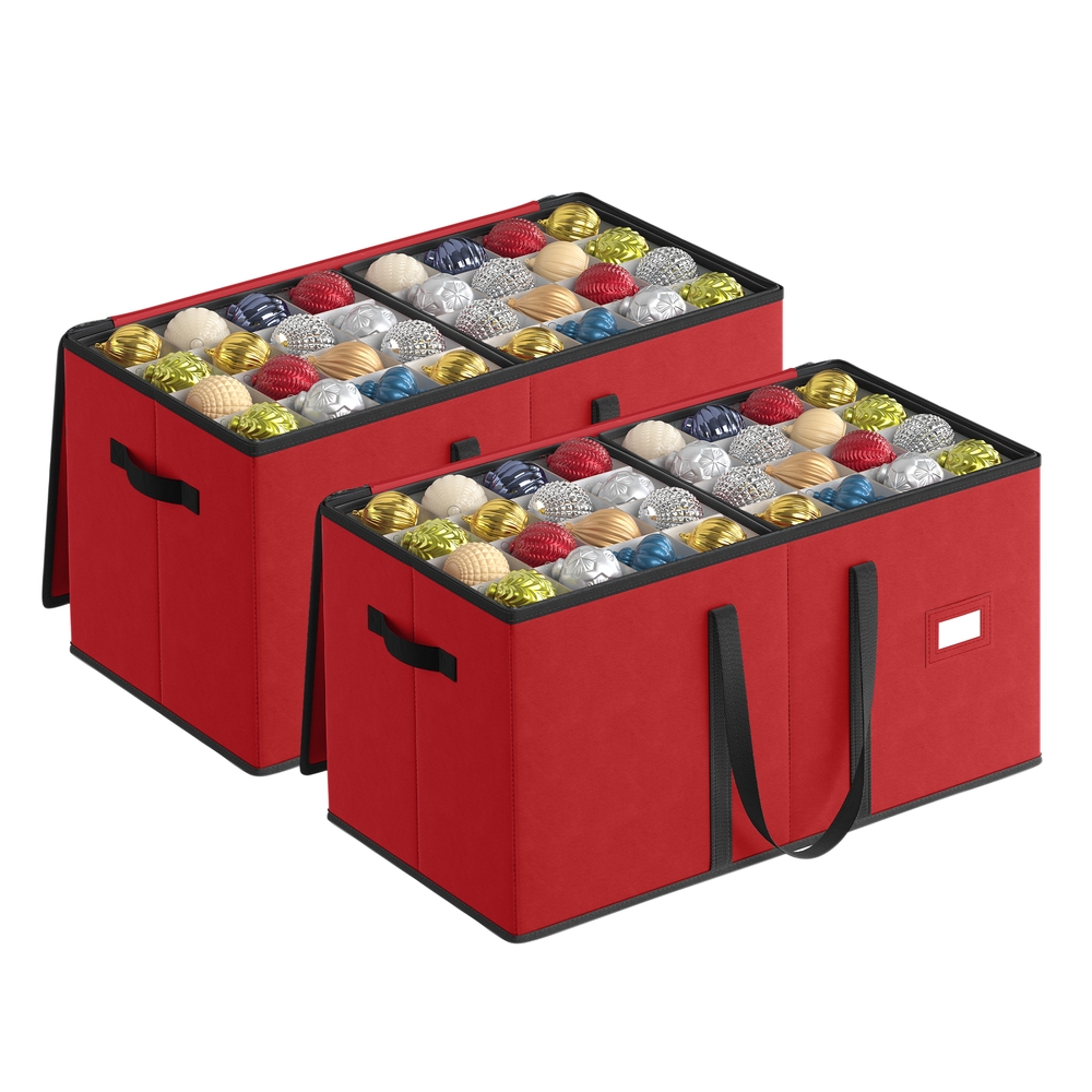 Large Christmas Decoration Storage Boxes 7.6 cm 256 Slots Cherry Red