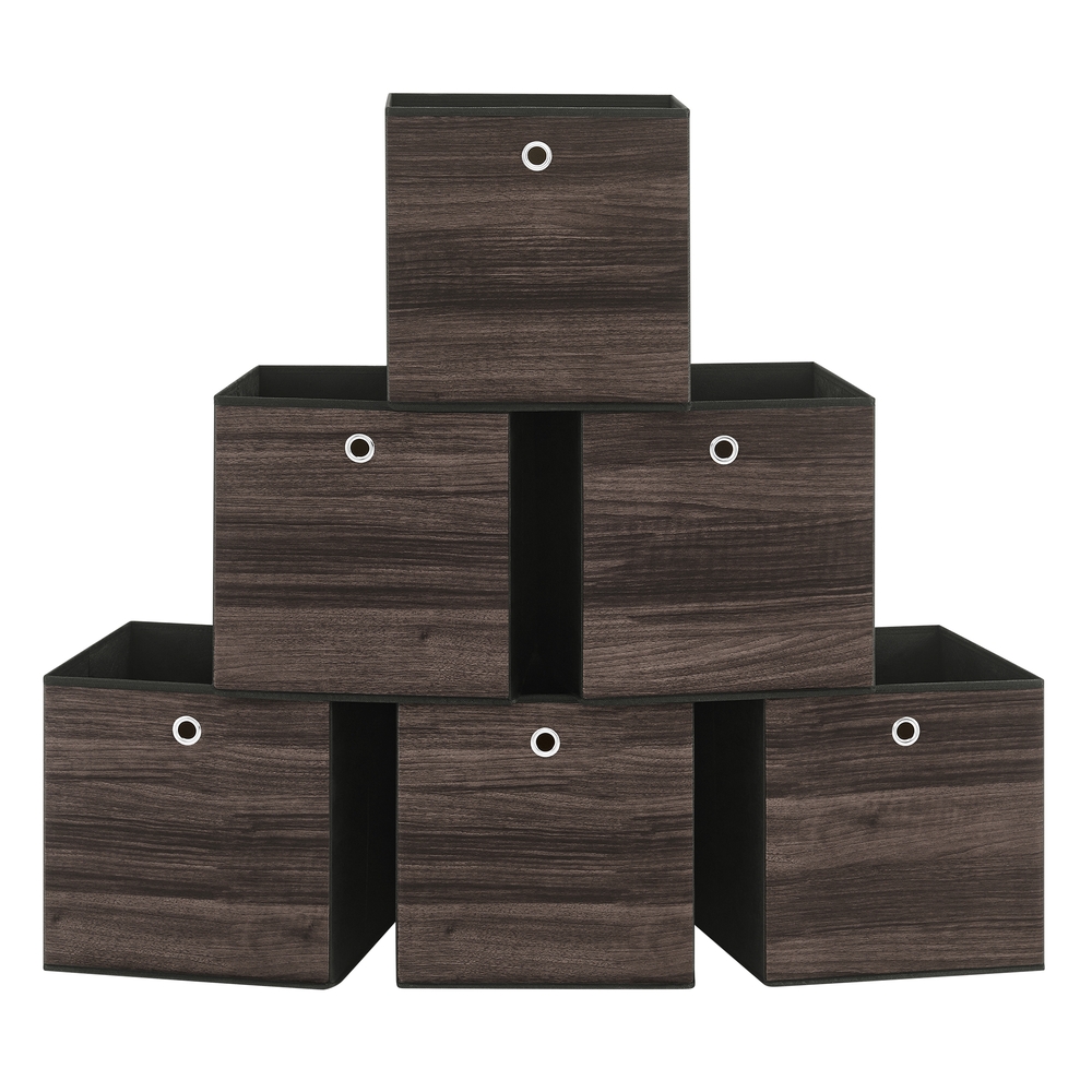 Set of 6 Storage Bins with Handle 33 x 33 x 33 cm Misty Grey