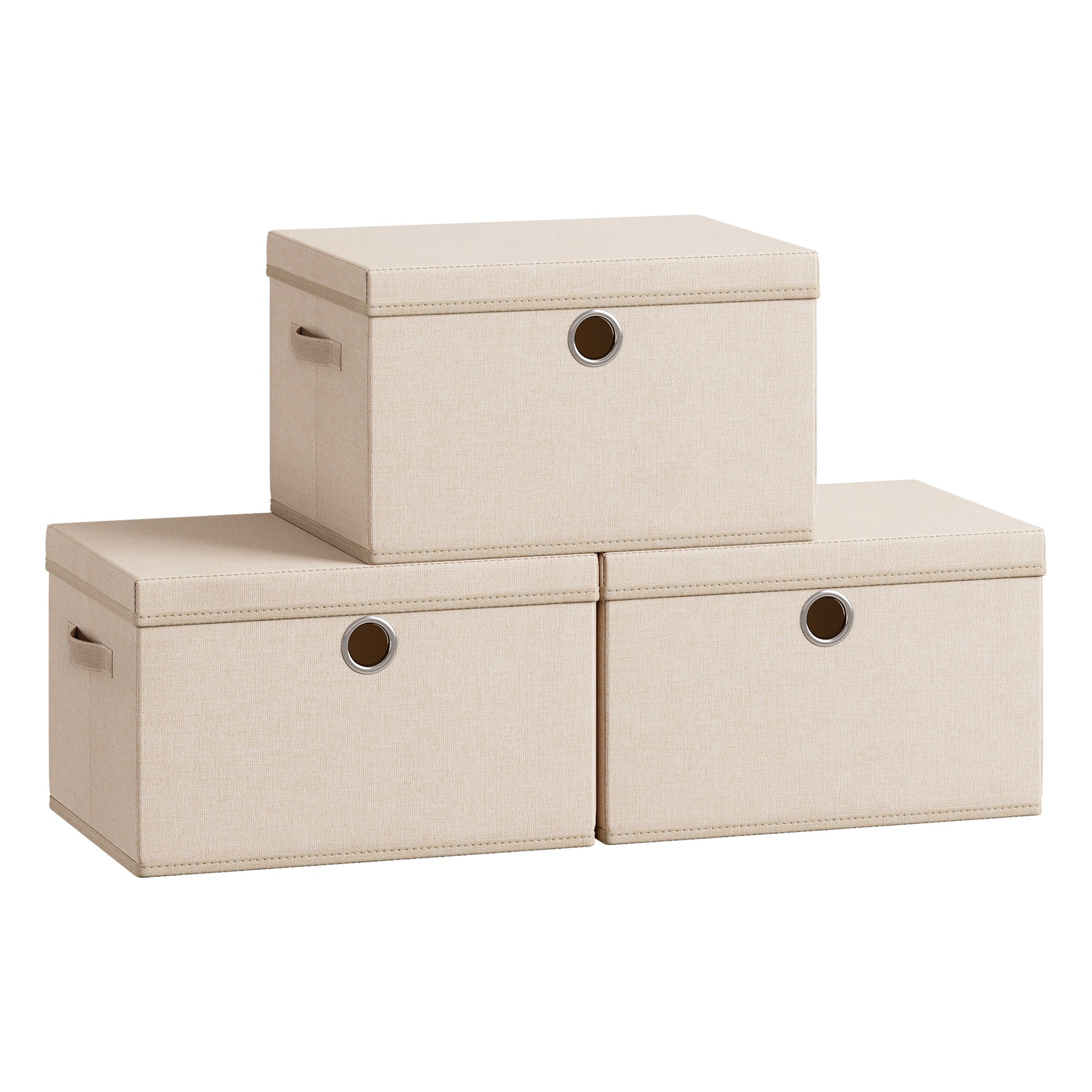 3 Pack Cube Storage Boxes with Lids Summer Sand