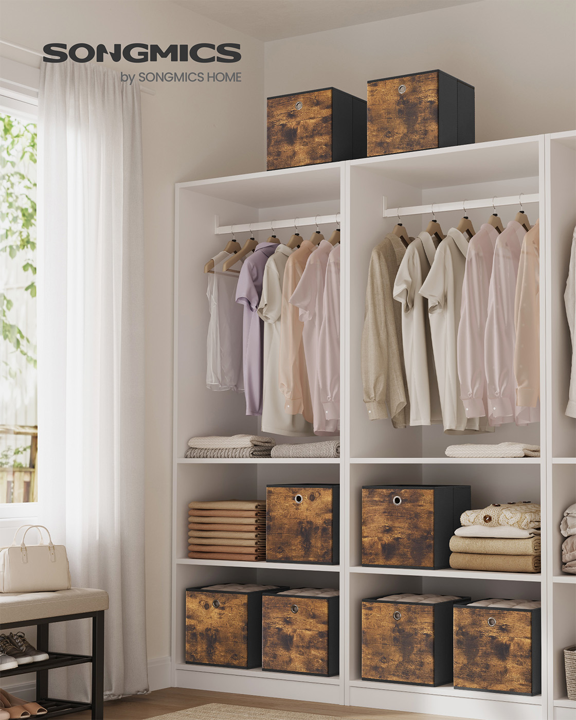 Foldable fabric storage cubes set for organizing clothes Foldable fabric storage cubes set for organizing clothes