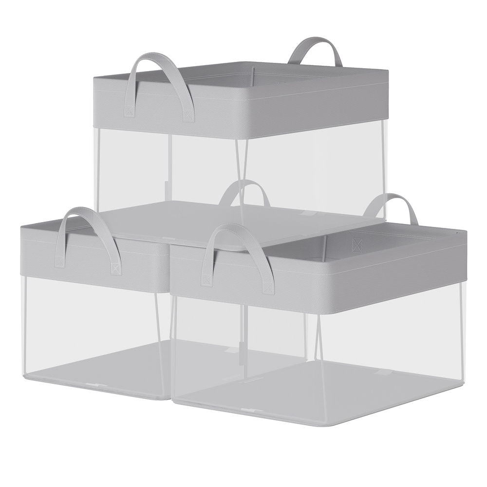 Storage Bins Set of 3 Medium Fabric Storage Baskets 40 x 30 x 25 cm Dove Grey