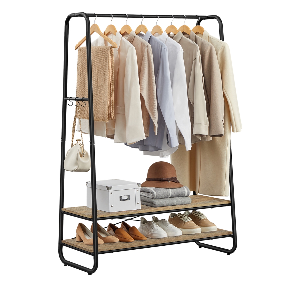 Clothes Rail with 2 Shelves Turquoise Brown and Matte Black