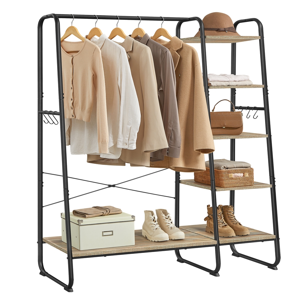 Clothes Rack with Shoe Shelf Turquoise Brown and Matte Black