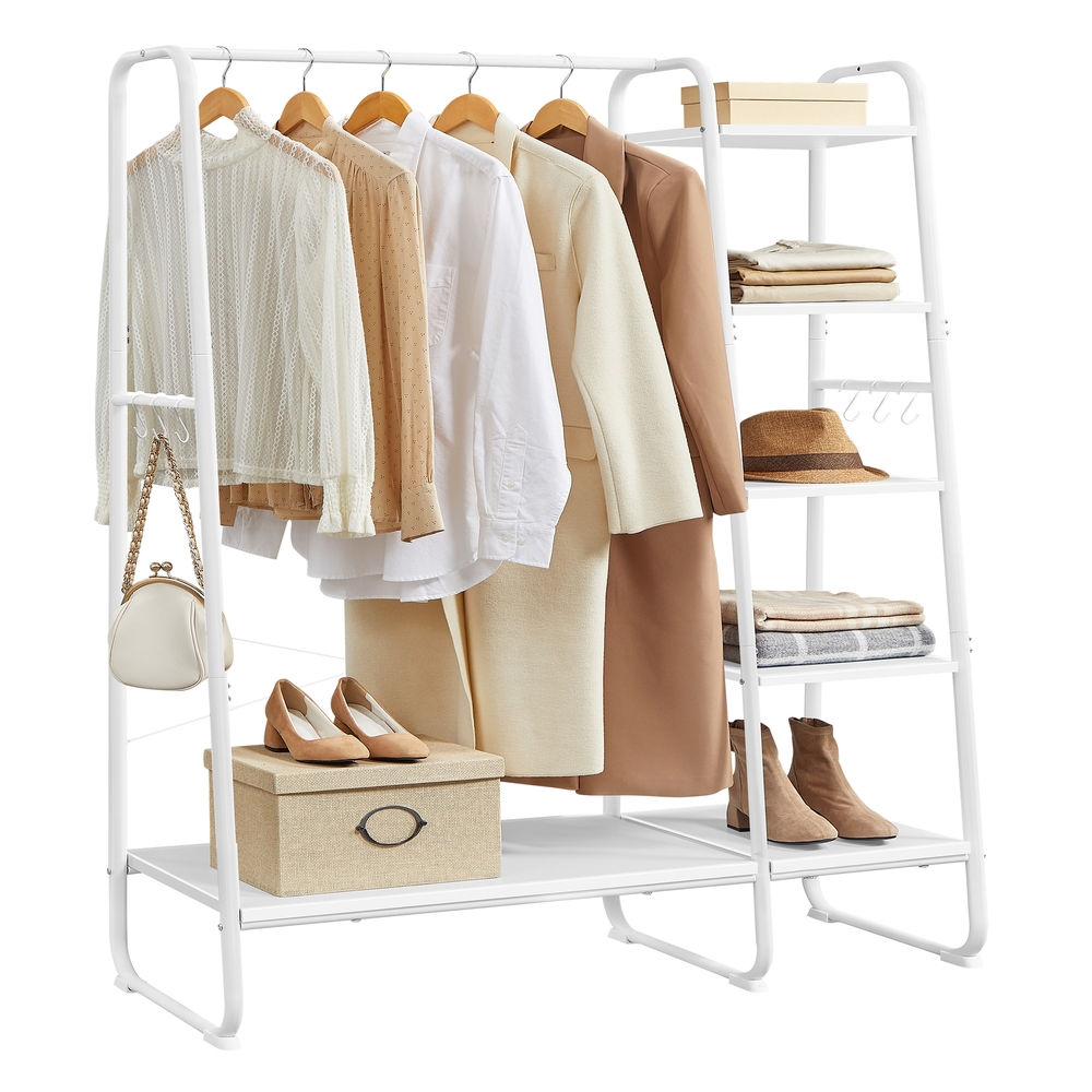 Clothes Rack with Shoe Shelf Cloud White and Matte White