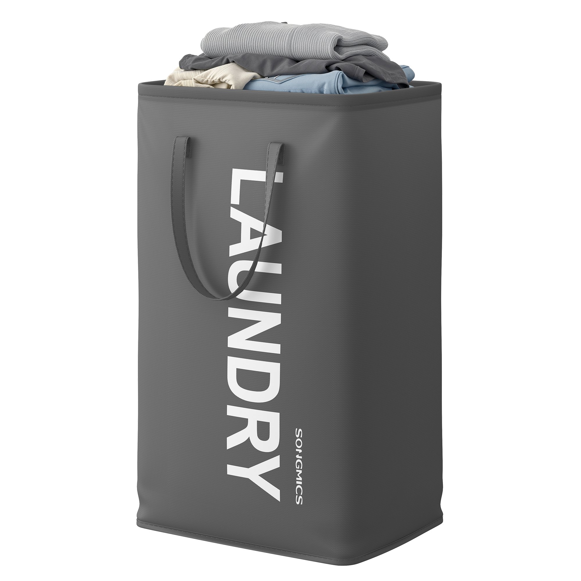 21.1-Gallon Foldable Laundry Basket with Handles Slate Grey