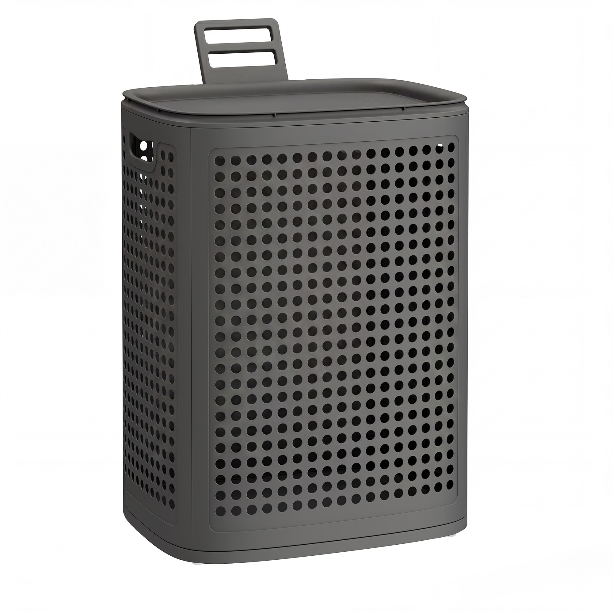 Slim Laundry Basket with Lid 19.8 Gallons Dark Grey