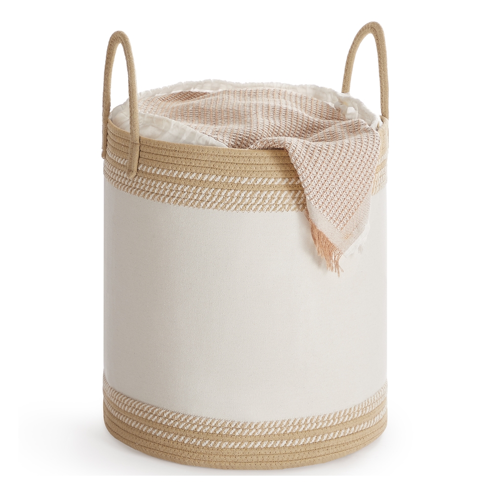 Laundry Hamper 60 L with Lid Handles Drawstring Camel Brown
