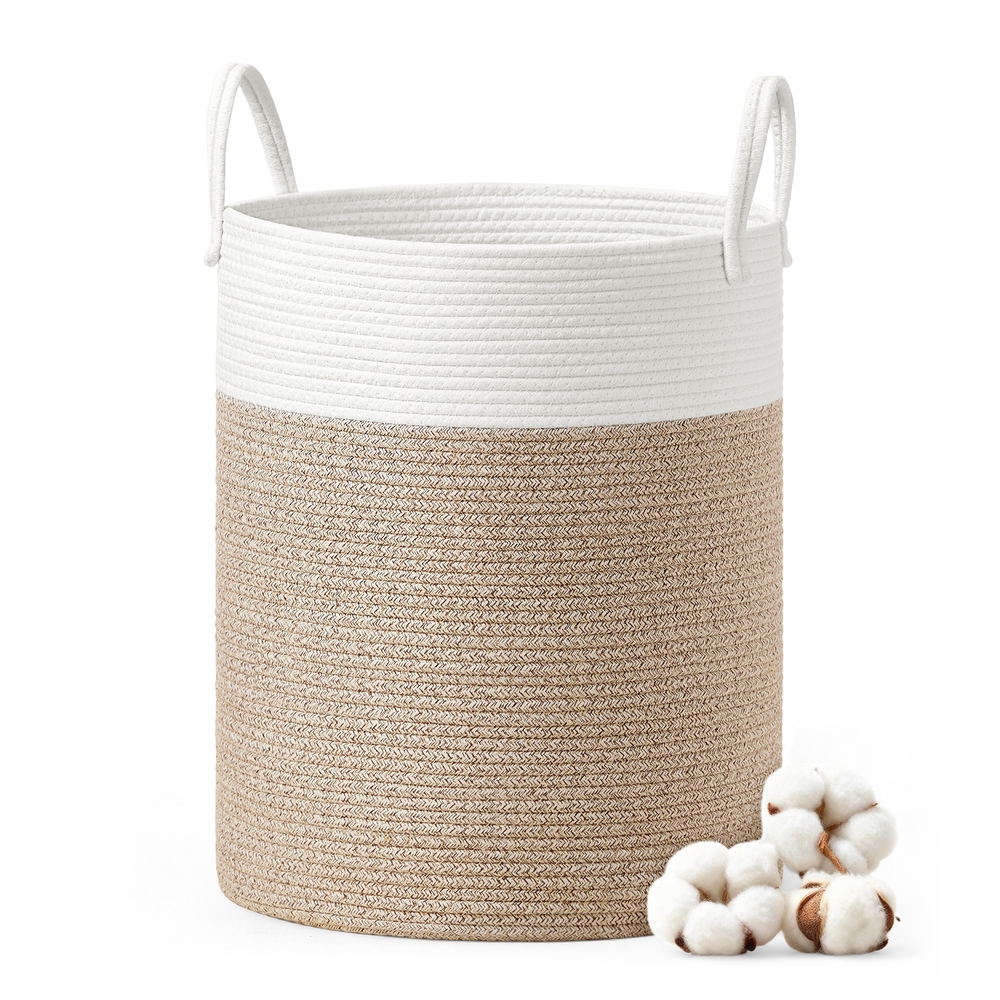 Laundry Basket Laundry Hamper for Children 60 L White Grey and Brown
